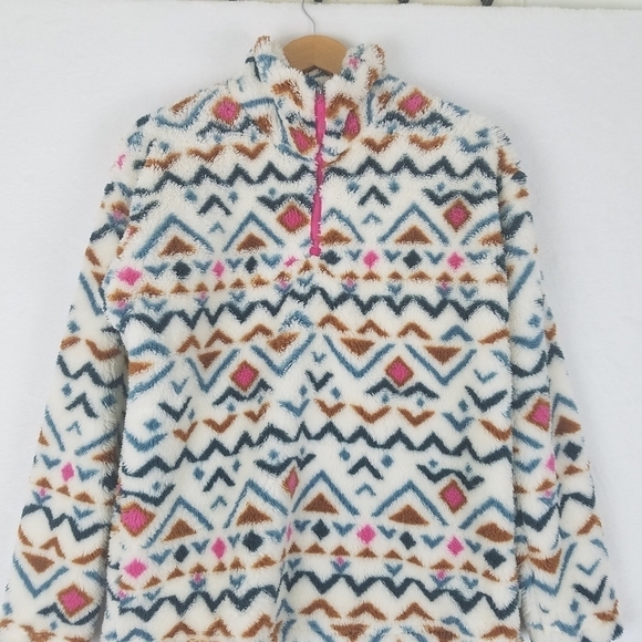 Eddie Bauer Aztec Plush Soft 1/4 Zip Longsleeve Sweater Size Medium - Picture 7 of 13